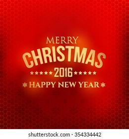 Stylish Text Merry Christmas 2016 Badge, Blurred Background, Banners, Greeting Cards Template
