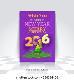Stylish Text Merry Christmas and Happy New Year, Colorful Flyer, Poster Design