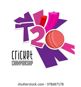 Stylish text T20 on abstract background for Cricket Championship concept.