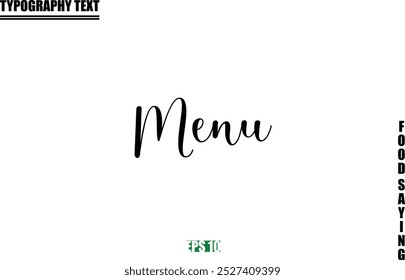 Stylish Text Typography Of Food Caption Menu