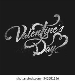 Stylish Text Valentine's Day with grunge effects, Vector Typographical Background.