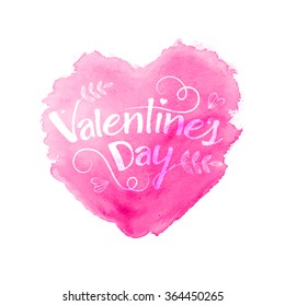 Stylish text Valentine's Day on creative pink heart decorated white background.