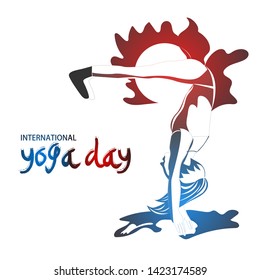 Stylish text of "Yoga Day" with Silhouette of a woman in Yoga Posture. Poster or banner design for International Yoga Day.