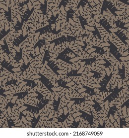 Diseño textil elegante con guiones y marcas dibujadas en negro y dispersas en tono marrón. Borde del fondo del patrón. Textura de papel tapiz.