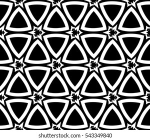 Stylish textile print with geometric ethnic design. Black and white fabric background.Vector seamless pattern.