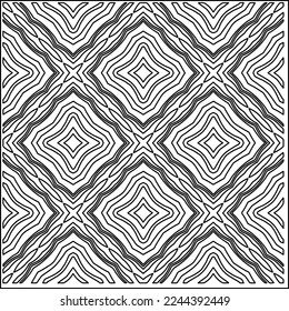 Stylish texture with figures from lines.
Abstract geometric black and white pattern for web page, textures, card, poster, fabric, textile. Monochrome graphic repeating design. 