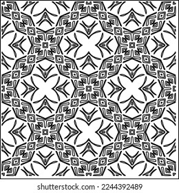 Stylish texture with figures from lines.
Abstract geometric black and white pattern for web page, textures, card, poster, fabric, textile. Monochrome graphic repeating design. 