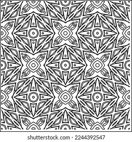 Stylish texture with figures from lines.
Abstract geometric black and white pattern for web page, textures, card, poster, fabric, textile. Monochrome graphic repeating design. 