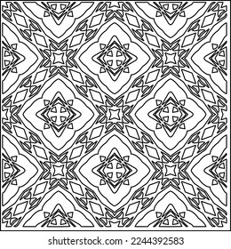 Stylish texture with figures from lines.
Abstract geometric black and white pattern for web page, textures, card, poster, fabric, textile. Monochrome graphic repeating design. 