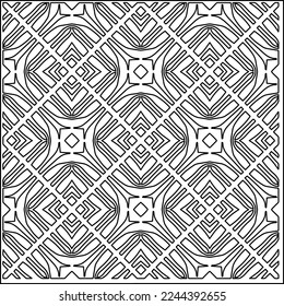 Stylish texture with figures from lines.
Abstract geometric black and white pattern for web page, textures, card, poster, fabric, textile. Monochrome graphic repeating design. 