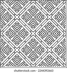 Stylish texture with figures from lines.
Abstract geometric black and white pattern for web page, textures, card, poster, fabric, textile. Monochrome graphic repeating design. 