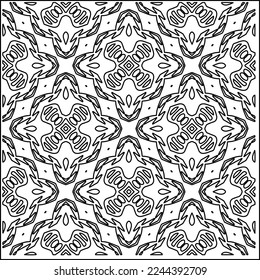 Stilvolle Textur mit Figuren aus Linien.
Abstraktes geometrisches Schwarz-Weiß-Muster für Webseiten, Texturen, Karten, Plakate, Gewebe, Textilien. Monochrome grafische Wiederholungsdesign. 