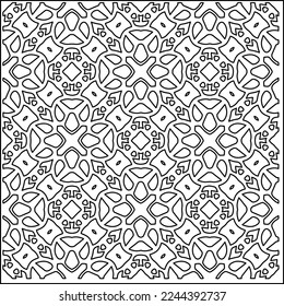 Stylish texture with figures from lines.
Abstract geometric black and white pattern for web page, textures, card, poster, fabric, textile. Monochrome graphic repeating design. 