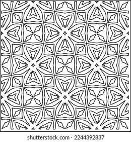 Stylish texture with figures from lines.
Abstract geometric black and white pattern for web page, textures, card, poster, fabric, textile. Monochrome graphic repeating design. 
