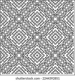 Stylish texture with figures from lines.
Abstract geometric black and white pattern for web page, textures, card, poster, fabric, textile. Monochrome graphic repeating design. 