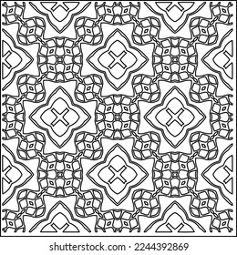 Stylish texture with figures from lines.
Abstract geometric black and white pattern for web page, textures, card, poster, fabric, textile. Monochrome graphic repeating design. 