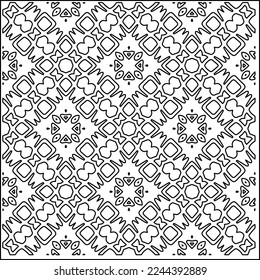 Stylish texture with figures from lines.
Abstract geometric black and white pattern for web page, textures, card, poster, fabric, textile. Monochrome graphic repeating design. 