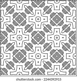 Stilvolle Textur mit Figuren aus Linien.
Abstraktes geometrisches Schwarz-Weiß-Muster für Webseiten, Texturen, Karten, Plakate, Gewebe, Textilien. Monochrome grafische Wiederholungsdesign. 