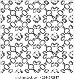 Stilvolle Textur mit Figuren aus Linien.
Abstraktes geometrisches Schwarz-Weiß-Muster für Webseiten, Texturen, Karten, Plakate, Gewebe, Textilien. Monochrome grafische Wiederholungsdesign. 