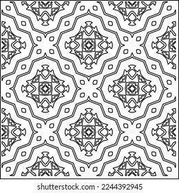 Stilvolle Textur mit Figuren aus Linien.
Abstraktes geometrisches Schwarz-Weiß-Muster für Webseiten, Texturen, Karten, Plakate, Gewebe, Textilien. Monochrome grafische Wiederholungsdesign. 