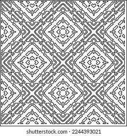 Stylish texture with figures from lines.
Abstract geometric black and white pattern for web page, textures, card, poster, fabric, textile. Monochrome graphic repeating design. 