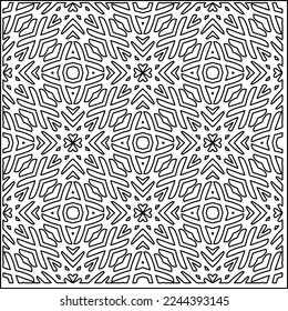 Stylish texture with figures from lines.
Abstract geometric black and white pattern for web page, textures, card, poster, fabric, textile. Monochrome graphic repeating design. 