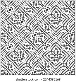 Stylish texture with figures from lines.
Abstract geometric black and white pattern for web page, textures, card, poster, fabric, textile. Monochrome graphic repeating design. 