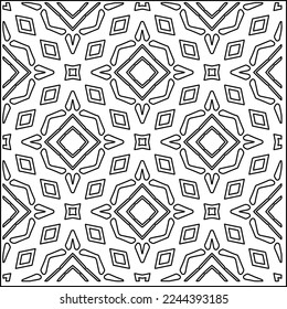 Stylish texture with figures from lines.
Abstract geometric black and white pattern for web page, textures, card, poster, fabric, textile. Monochrome graphic repeating design. 