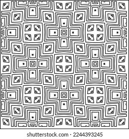 Stylish texture with figures from lines.
Abstract geometric black and white pattern for web page, textures, card, poster, fabric, textile. Monochrome graphic repeating design. 