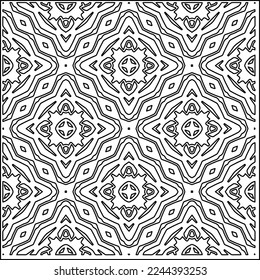 Stylish texture with figures from lines.
Abstract geometric black and white pattern for web page, textures, card, poster, fabric, textile. Monochrome graphic repeating design. 