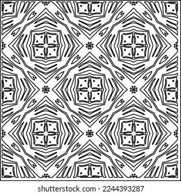 Stylish texture with figures from lines.
Abstract geometric black and white pattern for web page, textures, card, poster, fabric, textile. Monochrome graphic repeating design. 