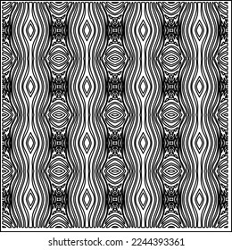Stylish texture with figures from lines.
Abstract geometric black and white pattern for web page, textures, card, poster, fabric, textile. Monochrome graphic repeating design. 