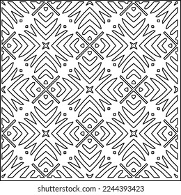 Stylish texture with figures from lines.
Abstract geometric black and white pattern for web page, textures, card, poster, fabric, textile. Monochrome graphic repeating design. 