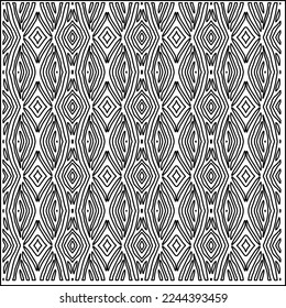 Stylish texture with figures from lines.
Abstract geometric black and white pattern for web page, textures, card, poster, fabric, textile. Monochrome graphic repeating design. 