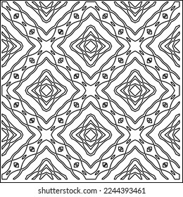 Stilvolle Textur mit Figuren aus Linien.
Abstraktes geometrisches Schwarz-Weiß-Muster für Webseiten, Texturen, Karten, Plakate, Gewebe, Textilien. Monochrome grafische Wiederholungsdesign. 