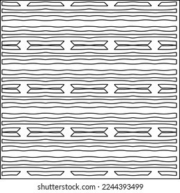 Stylish texture with figures from lines.
Abstract geometric black and white pattern for web page, textures, card, poster, fabric, textile. Monochrome graphic repeating design. 
