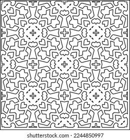 Stylish texture with figures from lines.
Abstract geometric black and white pattern for web page, textures, card, poster, fabric, textile. Monochrome graphic repeating design. 