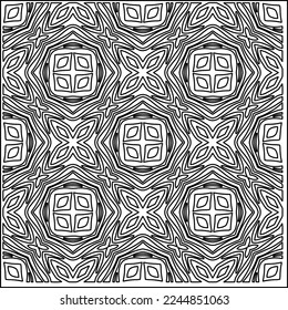 Stylish texture with figures from lines.
Abstract geometric black and white pattern for web page, textures, card, poster, fabric, textile. Monochrome graphic repeating design. 