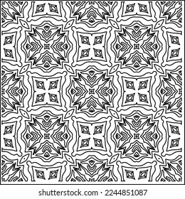 Stylish texture with figures from lines.
Abstract geometric black and white pattern for web page, textures, card, poster, fabric, textile. Monochrome graphic repeating design. 
