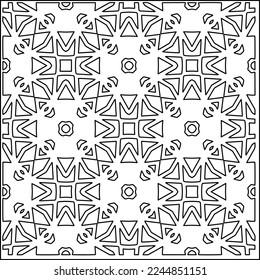 Stylish texture with figures from lines.
Abstract geometric black and white pattern for web page, textures, card, poster, fabric, textile. Monochrome graphic repeating design. 