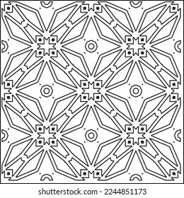 Stylish texture with figures from lines.
Abstract geometric black and white pattern for web page, textures, card, poster, fabric, textile. Monochrome graphic repeating design. 