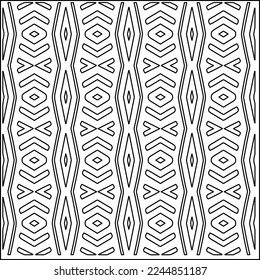 Stylish texture with figures from lines.
Abstract geometric black and white pattern for web page, textures, card, poster, fabric, textile. Monochrome graphic repeating design. 