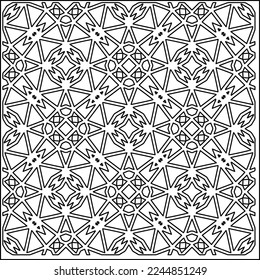 Stylish texture with figures from lines.
Abstract geometric black and white pattern for web page, textures, card, poster, fabric, textile. Monochrome graphic repeating design. 