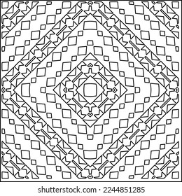 Stilvolle Textur mit Figuren aus Linien.
Abstraktes geometrisches Schwarz-Weiß-Muster für Webseiten, Texturen, Karten, Plakate, Gewebe, Textilien. Monochrome grafische Wiederholungsdesign. 