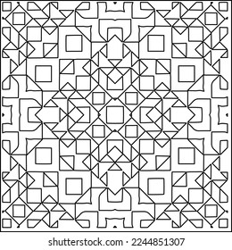 Stilvolle Textur mit Figuren aus Linien.
Abstraktes geometrisches Schwarz-Weiß-Muster für Webseiten, Texturen, Karten, Plakate, Gewebe, Textilien. Monochrome grafische Wiederholungsdesign. 