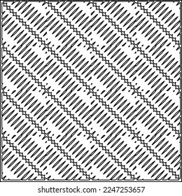 Stylish texture with figures from lines.
Abstract geometric black and white pattern for web page, textures, card, poster, fabric, textile. Monochrome graphic repeating design. 