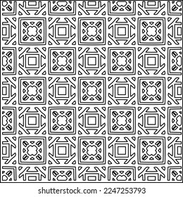 Stylish texture with figures from lines.
Abstract geometric black and white pattern for web page, textures, card, poster, fabric, textile. Monochrome graphic repeating design. 