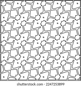 Stylish texture with figures from lines.
Abstract geometric black and white pattern for web page, textures, card, poster, fabric, textile. Monochrome graphic repeating design. 