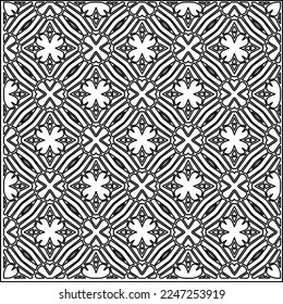Stylish texture with figures from lines.
Abstract geometric black and white pattern for web page, textures, card, poster, fabric, textile. Monochrome graphic repeating design. 