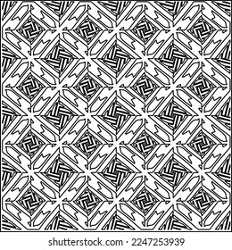 Stylish texture with figures from lines.
Abstract geometric black and white pattern for web page, textures, card, poster, fabric, textile. Monochrome graphic repeating design. 